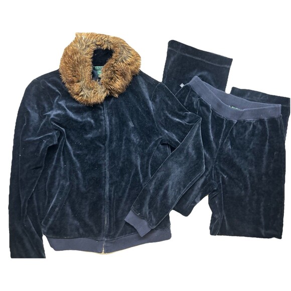 Lauren Ralph Lauren Track Suit Women Velour Velvet Petite Small Jacket Pants Set - Picture 1 of 11